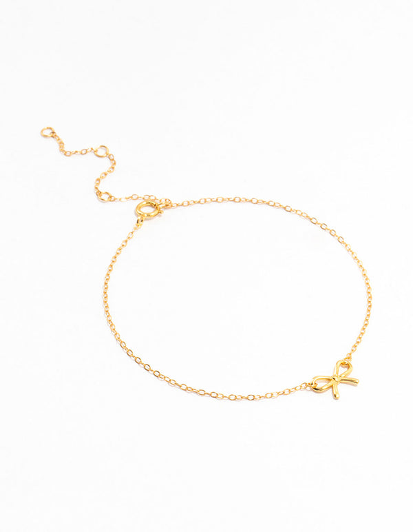 Gold Plated Sterling Silver Bow Chain Bracelet