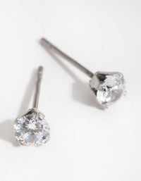 Titanium Round Cubic Zirconia Stud Earrings - link has visual effect only