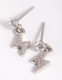 Surgical Steel Diamante Lightning Bolt Charm Stud Earrings - link has visual effect only