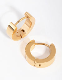 Gold Plated Surgical Steel Wide Huggie Hoop Earrings - link has visual effect only