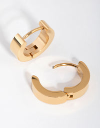 Gold Plated Surgical Steel Wide Huggie Hoop Earrings - link has visual effect only