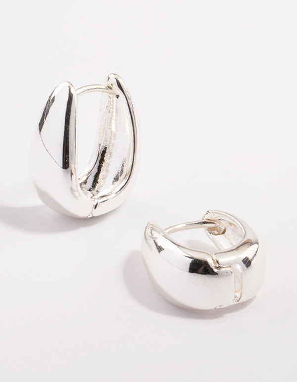 Silver Plated Bold Taper Hoop Earrings