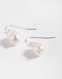 Simple Silver Plated Pearl Drop Earrings - link has visual effect only