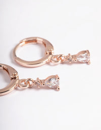 Rose Gold Plated Crystal Pear Huggie Earrings 6-Pack - link has visual effect only