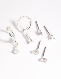 Silver Plated Crystal Pear Huggie Earrings 6-Pack - link has visual effect only