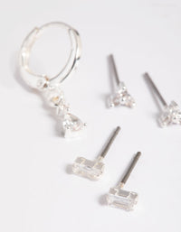 Silver Plated Crystal Pear Huggie Earrings 6-Pack - link has visual effect only