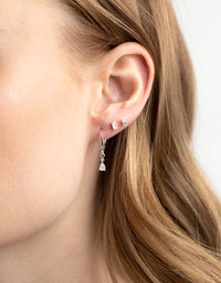 Silver Plated Crystal Pear Huggie Earrings 6-Pack - link has visual effect only