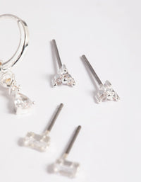 Silver Plated Crystal Pear Huggie Earrings 6-Pack - link has visual effect only