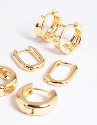 Gold Plated Basic Huggie Earrings 6-Pack - link has visual effect only