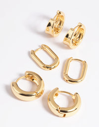 Gold Plated Basic Huggie Earrings 6-Pack - link has visual effect only