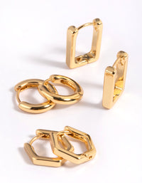 Gold Plated  Hexagon Earrings 6-Pack - link has visual effect only