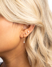 Gold Plated Crystal Pear Huggie Earrings 6-Pack - link has visual effect only