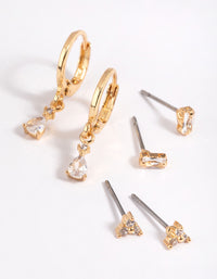 Gold Plated Crystal Pear Huggie Earrings 6-Pack - link has visual effect only