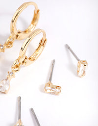 Gold Plated Crystal Pear Huggie Earrings 6-Pack - link has visual effect only