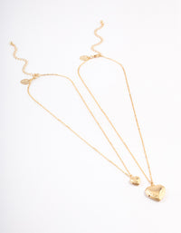 Gold Plated Hearts Necklaces 2-Pack - link has visual effect only