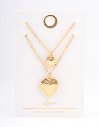 Gold Plated Hearts Necklaces 2-Pack - link has visual effect only