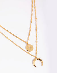 Gold Plated Celestial & Horn Layered Necklace - link has visual effect only