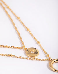 Gold Plated Celestial & Horn Layered Necklace - link has visual effect only