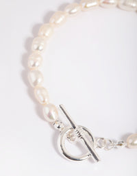 Silver Plated Pearl T & O Bracelet - link has visual effect only