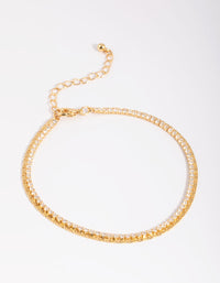 Gold Plated Cubic Zirconia Cupchain Tennis Anklet - link has visual effect only