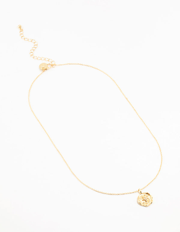 Gold Plated Diamante Celestial Round Necklace