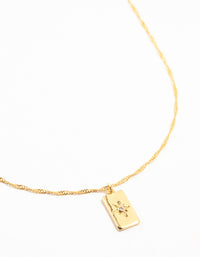 Gold Plated Diamante Rectangle Tag Necklace - link has visual effect only