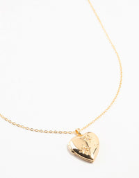 Gold Plated Diamante Celestial Heart Locket Necklace - link has visual effect only