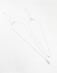 Silver Plated Wing & Diamante Cross Necklace - link has visual effect only