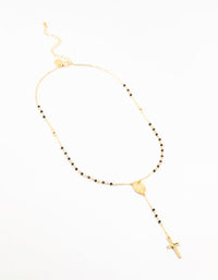 Gold Plated Cross Mary Beaded Necklace - link has visual effect only