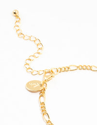 Gold Plated Diamante Heart Locket Figaro Bracelet - link has visual effect only