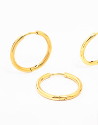 Gold Plated Stainless Steel Mini Hoop Earrings 2-Pack - link has visual effect only