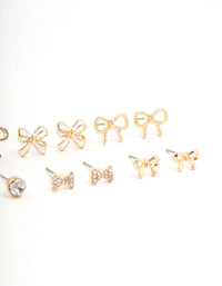 Gold Diamante Mixed Bow Earrings 8-Pack - link has visual effect only