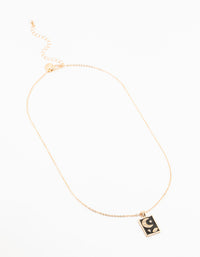 Gold & Black Diamante Moon & Stars Tag Necklace - link has visual effect only