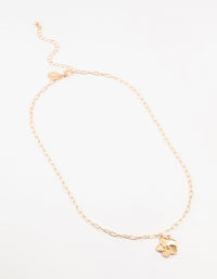 Gold Paperclip Flower Pearl Necklace - link has visual effect only