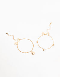 Gold Sun & Ball Pendant Bracelets 2-Pack - link has visual effect only