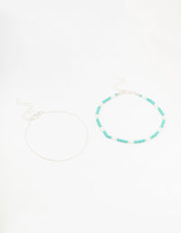 Silver Pearl Beaded Anklets 2-Pack - link has visual effect only