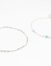 Silver Station Facet Beaded Anklets 2-Pack - link has visual effect only