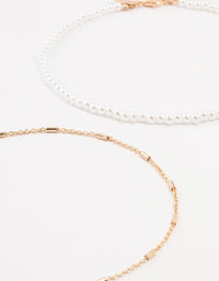 Gold Pearl Tab Chain Chokers 3-Pack - link has visual effect only