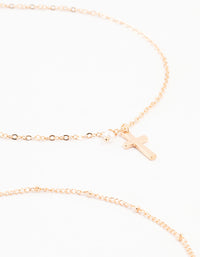 Gold Ball Chain Cross Chokers 3-Pack - link has visual effect only