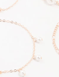 Rose Gold Pearl Drop Bracelets 4-Pack - link has visual effect only