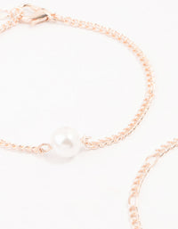 Rose Gold Pearl Drop Bracelets 4-Pack - link has visual effect only