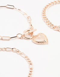 Rose Gold Diamante T & O Heart Bracelets 4-Pack - link has visual effect only