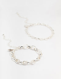 Silver Heart & Ball Chain Bracelets 4-Pack - link has visual effect only