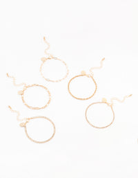 Gold Cupchain Figaro Bracelets 5-Pack - link has visual effect only