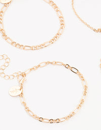 Gold Diamante Link Heart Bracelets 4-Pack - link has visual effect only