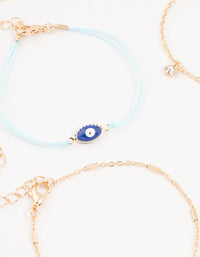 Gold Tab Evil Eye Bracelets 4-Pack - link has visual effect only