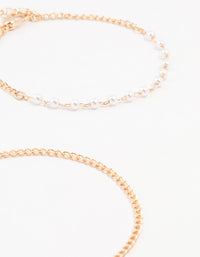 Gold Pearl Paperclip Chain Bracelet 4-Pack - link has visual effect only