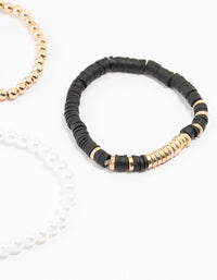 Gold Pearl & Disc Bracelets 5-Pack - link has visual effect only