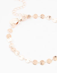 Rose Gold Disc Chain Diamante Anklets 3-Pack - link has visual effect only