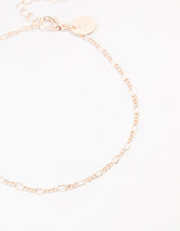 Rose Gold Figaro Diamante Flower Anklets 3-Pack - link has visual effect only